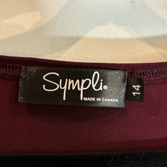 SYMPLI Sz 14 Colour Block Jersey Knit Slinky Slouchy Pocket Boat Neckline Tunic - Picture 4 of 7